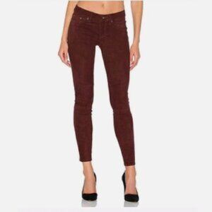 rag & bone Genuine Suede Port Burgundy Pants Size 25 US 2 Skinny edgy whimsygoth